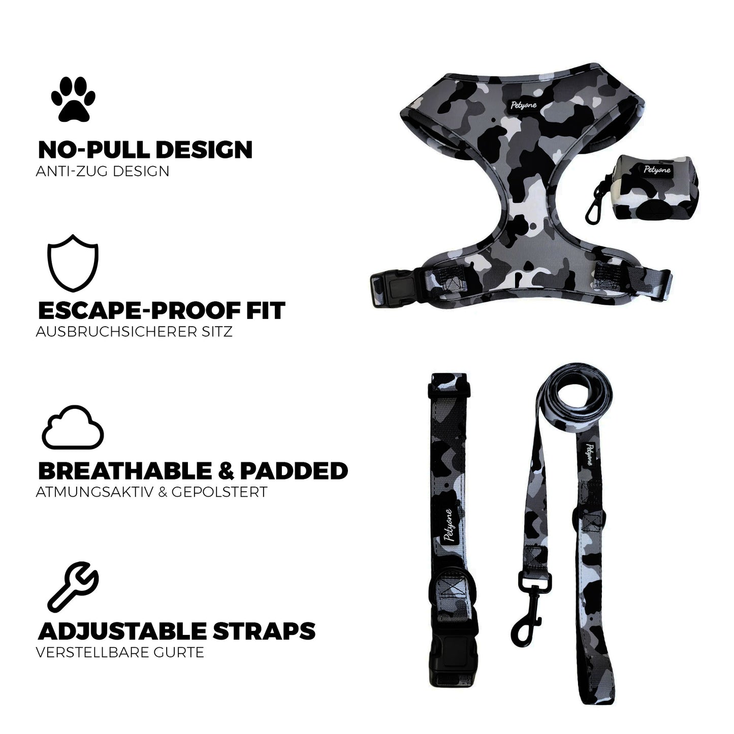 Petyone™ 3-in-1 Stainless Steel Pet Water Bottle + Free Harness Set