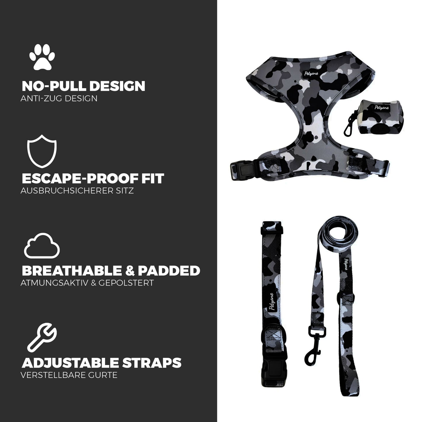 Petyone™ 3-in-1 Stainless Steel Pet Water Bottle + Free Harness Set
